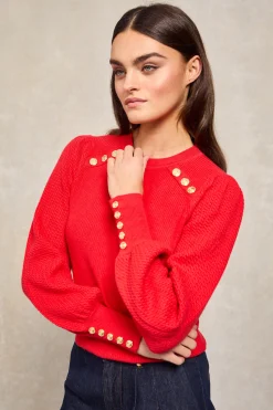 Outlet Naomi Crew Neck Knit (Hot Coral) Women Knitwear