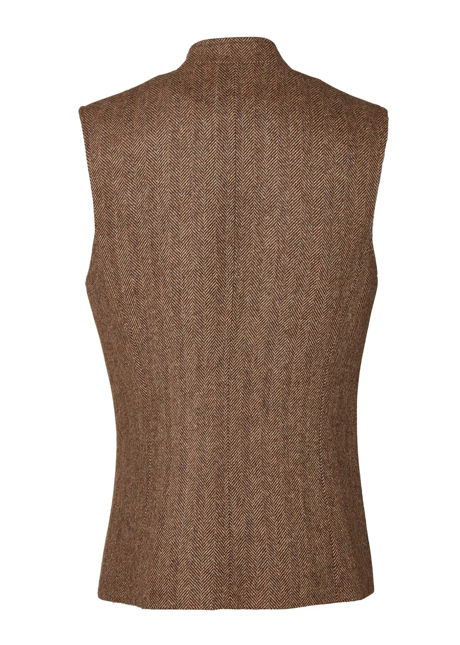 Clearance Nehru Gilet (Large Scale Brown Herringbone) Gilets|Waistcoats
