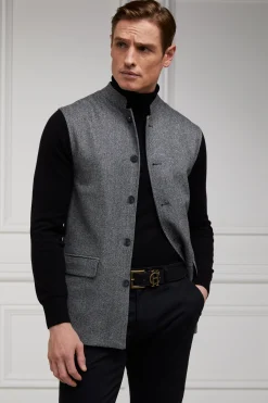 Clearance Nehru Gilet (Mono Herringbone) Gilets|Waistcoats
