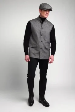 Clearance Nehru Gilet (Mono Herringbone) Gilets|Waistcoats