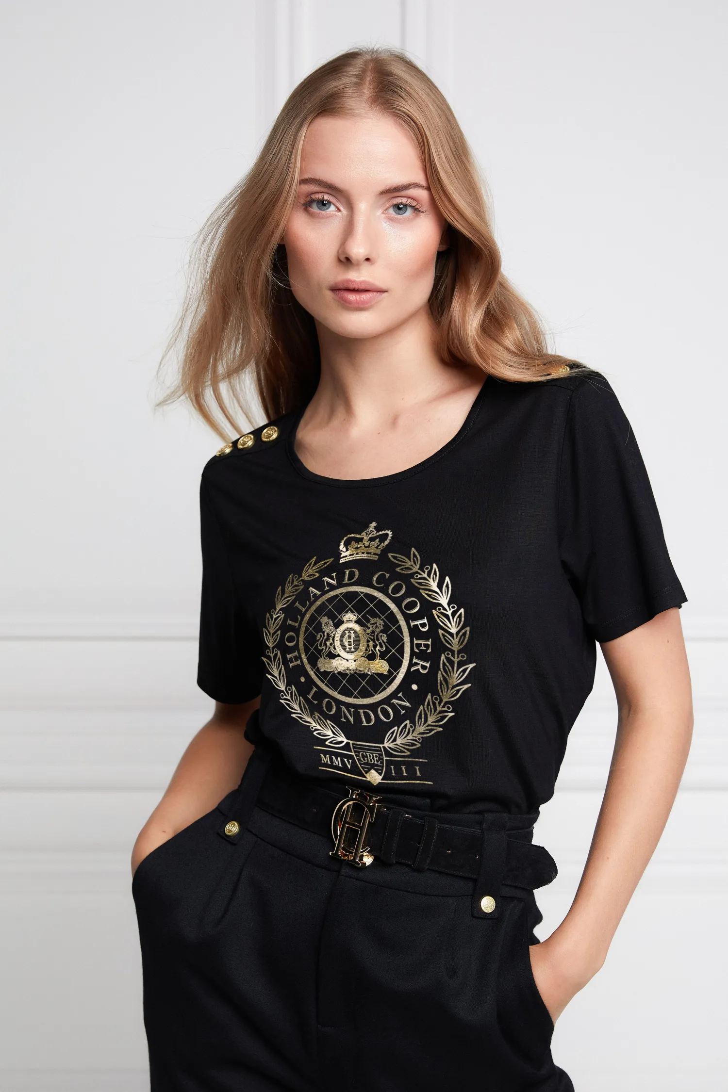 Fashion Ornate Crest Tee Women Tees