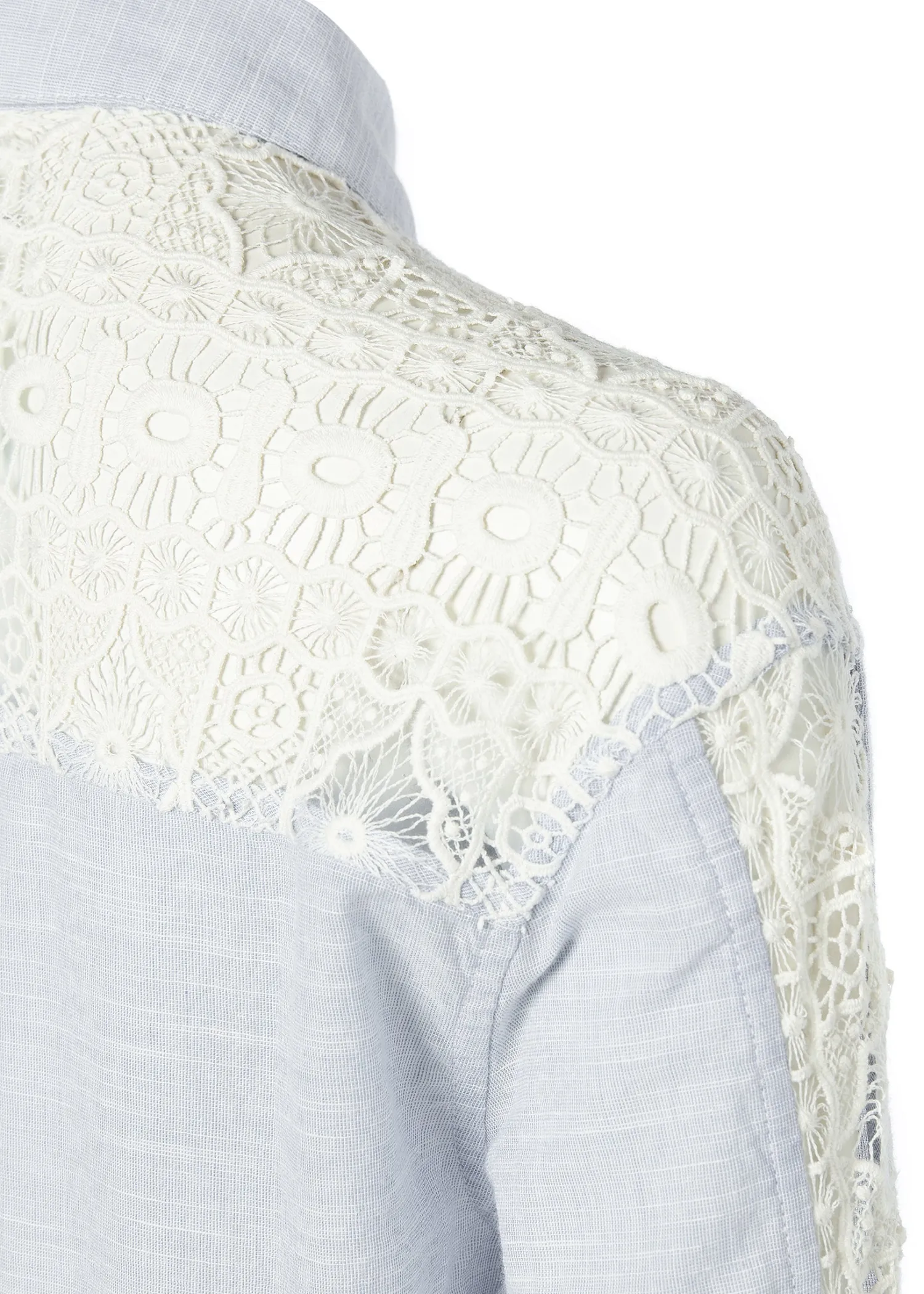Discount Oversized Cotton Lace Shirt (Tick Stripe Sky Blue) Women Shirts & Blouses