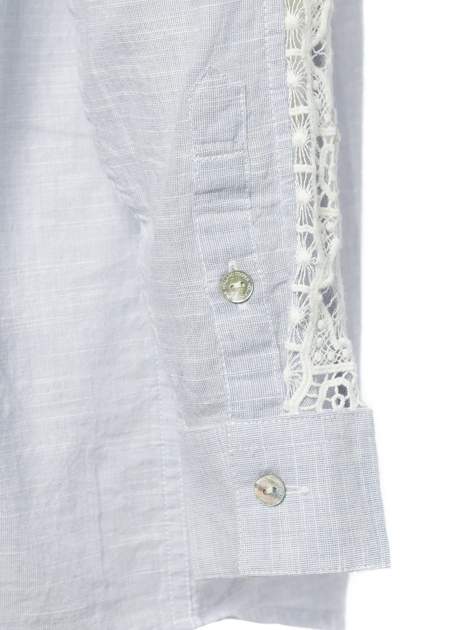 Discount Oversized Cotton Lace Shirt (Tick Stripe Sky Blue) Women Shirts & Blouses