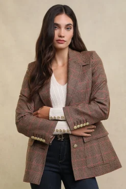 Hot Paddington Blazer (Clarence Check Merlot) Women Blazers|Tailoring