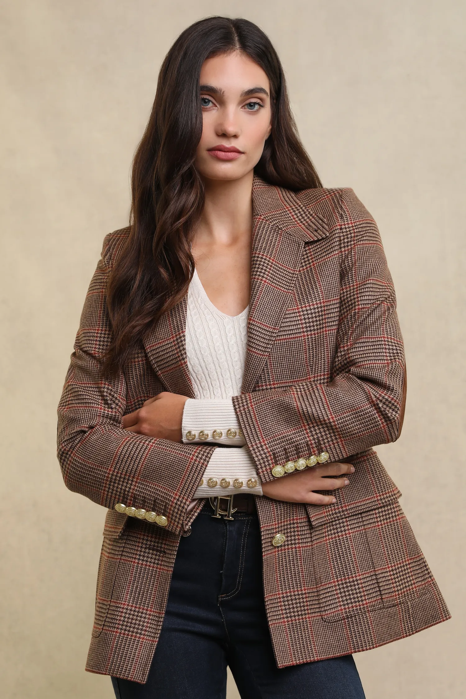 Hot Paddington Blazer (Clarence Check Merlot) Women Blazers|Tailoring