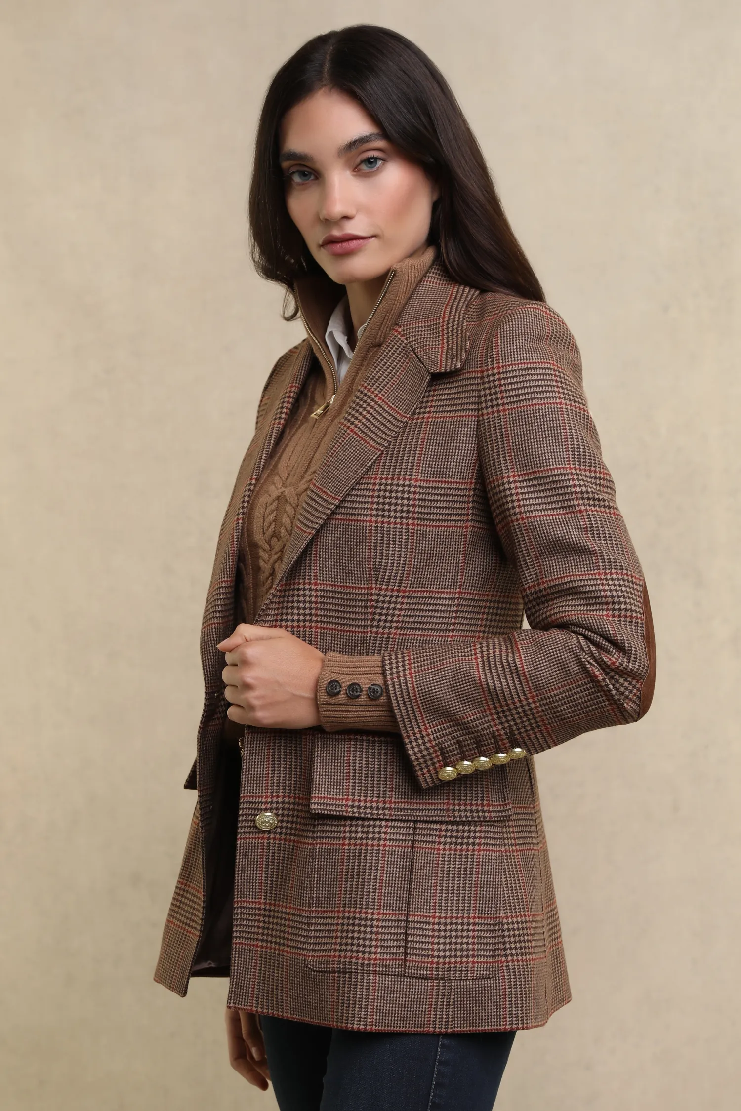 Hot Paddington Blazer (Clarence Check Merlot) Women Blazers|Tailoring