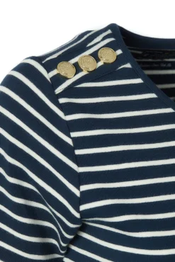 Sale Padstow Crew Neck Tee (Ink Navy Natural Stripe) Women Tees|Tops