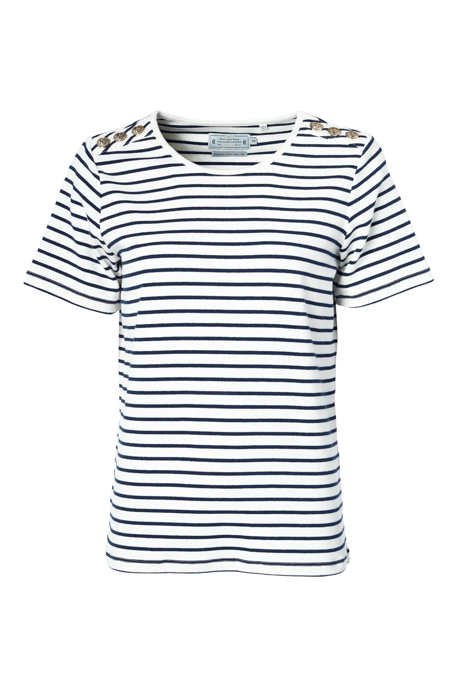 Clearance Padstow Crew Neck Tee (Natural Ink Navy Stripe) Women Tees|Tops