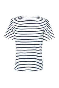 Clearance Padstow Crew Neck Tee (Natural Ink Navy Stripe) Women Tees|Tops