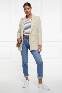 Outlet Padstow Long Sleeve Crew Neck Tee (Natural Ink Navy Stripe) Women Tees|Tops