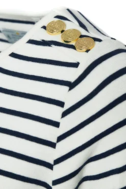 Outlet Padstow Long Sleeve Crew Neck Tee (Natural Ink Navy Stripe) Women Tees|Tops