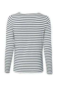 Outlet Padstow Long Sleeve Crew Neck Tee (Natural Ink Navy Stripe) Women Tees|Tops