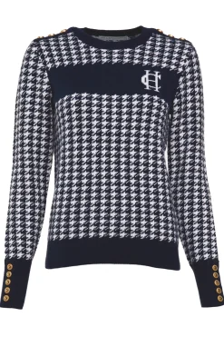 Clearance Panel Crew Neck Knit (Ink Navy) Women Knitwear