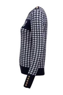 Clearance Panel Crew Neck Knit (Ink Navy) Women Knitwear
