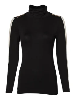 Sale Panel Long Sleeve Roll Neck (Black Camel) Women Tops