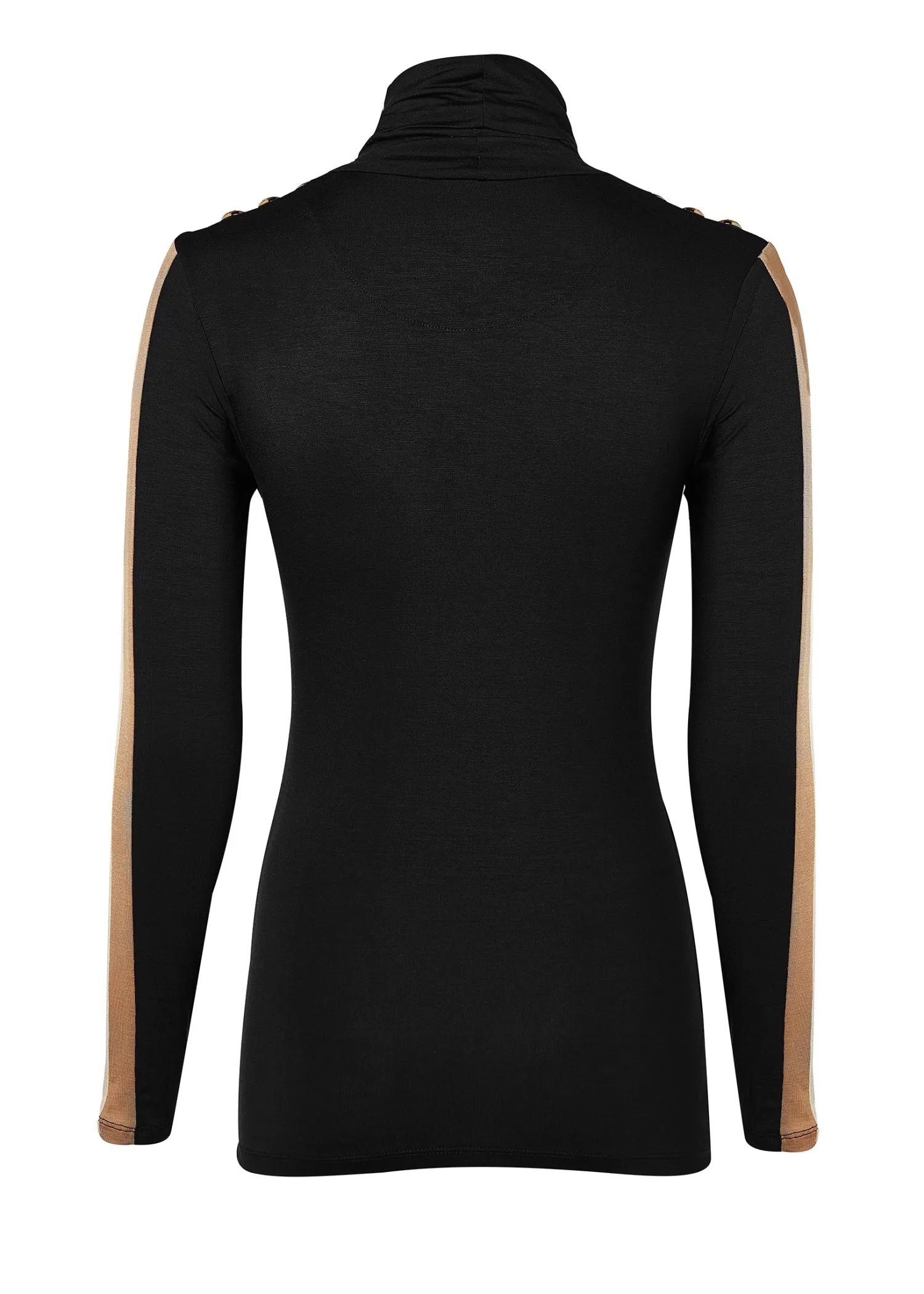 Sale Panel Long Sleeve Roll Neck (Black Camel) Women Tops