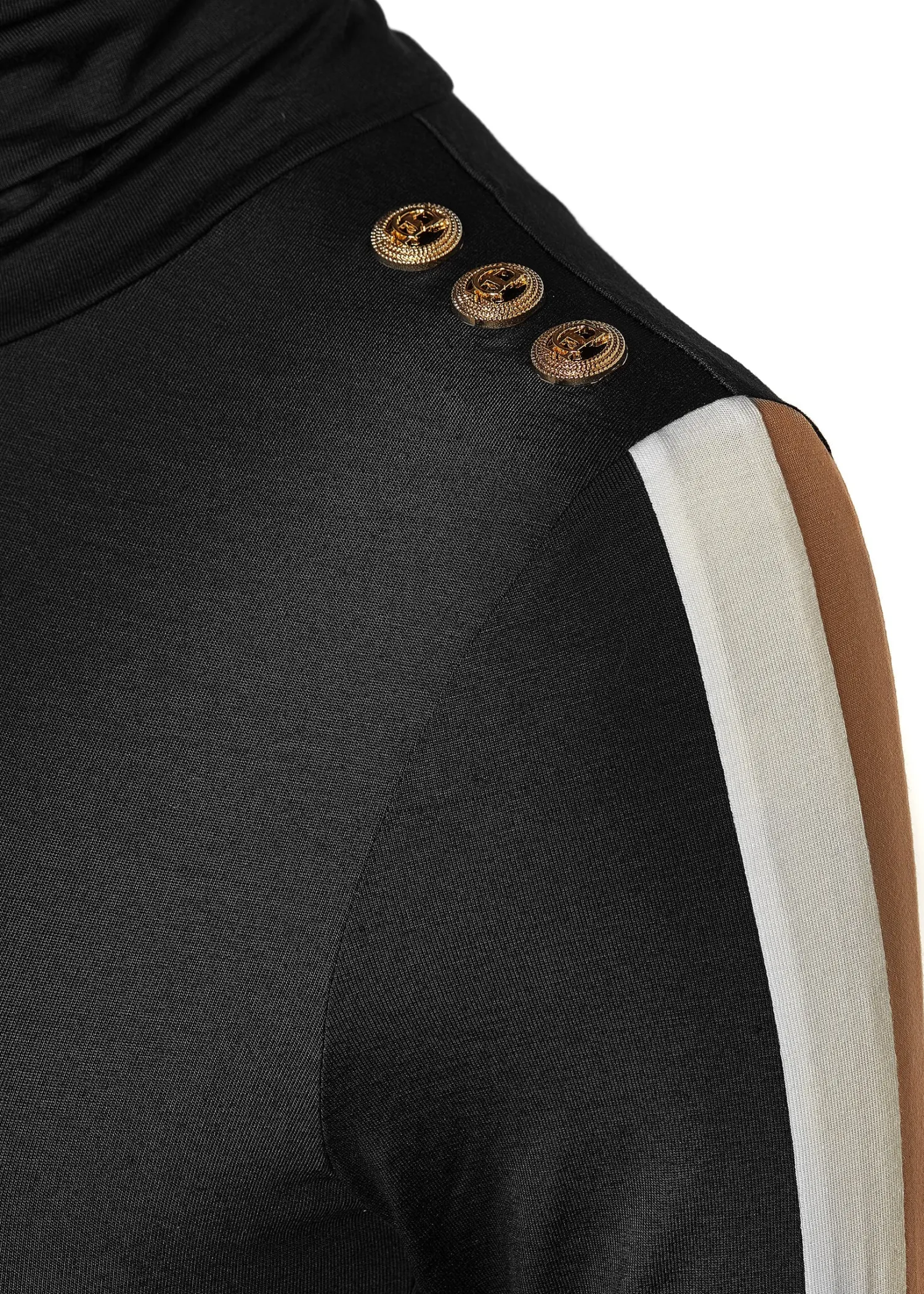 Sale Panel Long Sleeve Roll Neck (Black Camel) Women Tops