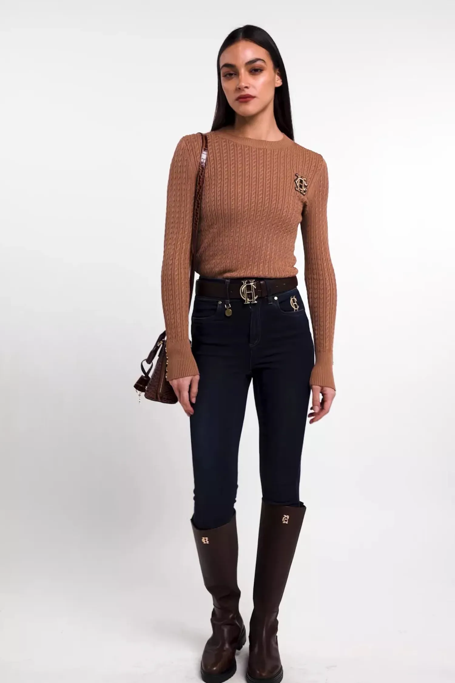 Sale Princeton Crew Neck Knit (Dark Camel) Women Knitwear