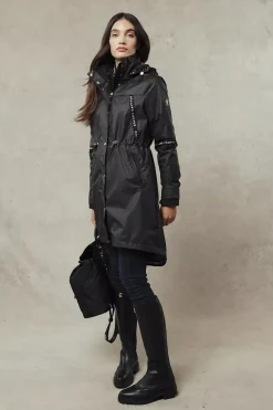 Sale Rain Coat (Matte Black) Women Coats|Backpack