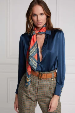 Outlet Regal Horse Silk Scarf (Ink Navy Neroli) Women Scarves|Scarves