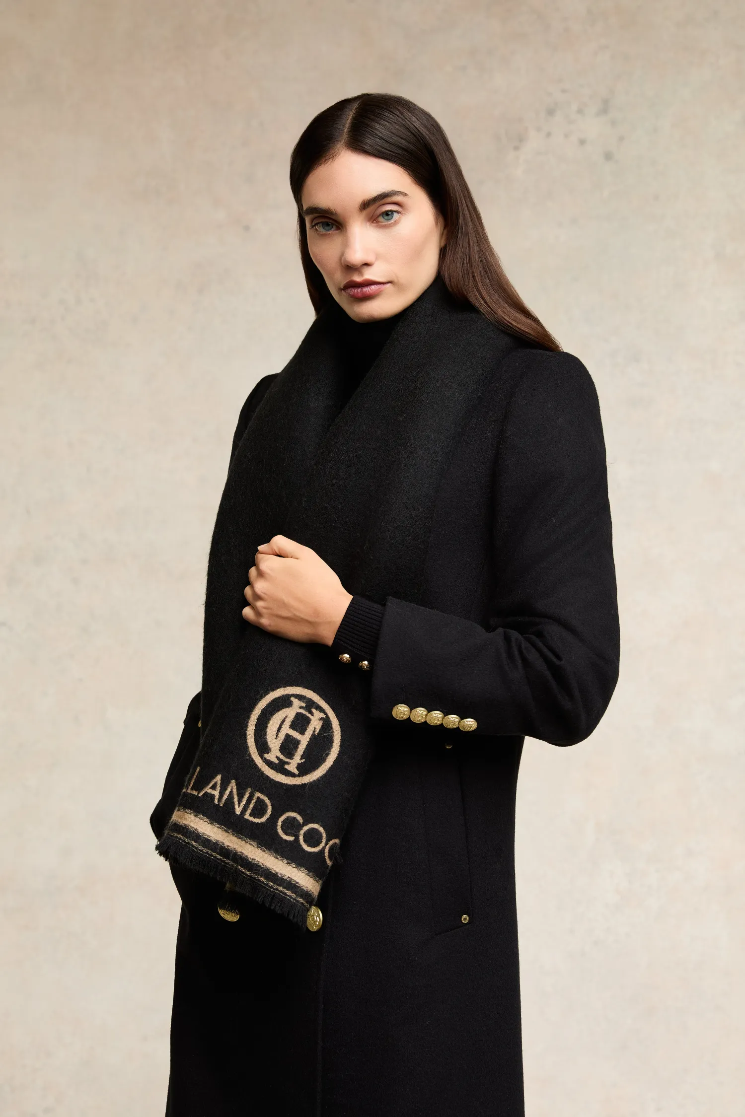 Outlet Regency Monogram Scarf (Black Camel) Women Scarves|Scarves