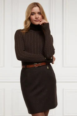 Sale Regency Skirt (Chocolate Herringbone) Women Skirts|Tailoring