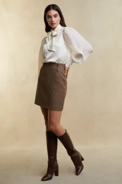Best Regency Skirt (Large Scale Brown Herringbone) Women Skirts
