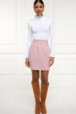 Clearance Regency Skirt (Light Pink Puppytooth) Women Skirts|Tailoring
