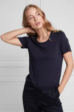 Best Relax Fit Crew Neck Tee (Ink Navy) Women Tees|Tops