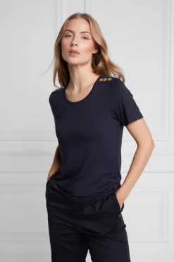 Best Relax Fit Crew Neck Tee (Ink Navy) Women Tees|Tops