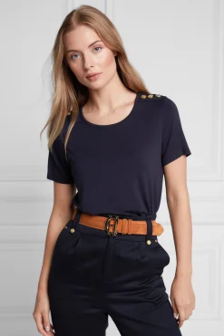 Best Relax Fit Crew Neck Tee (Ink Navy) Women Tees|Tops