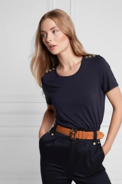 Best Relax Fit Crew Neck Tee (Ink Navy) Women Tees|Tops