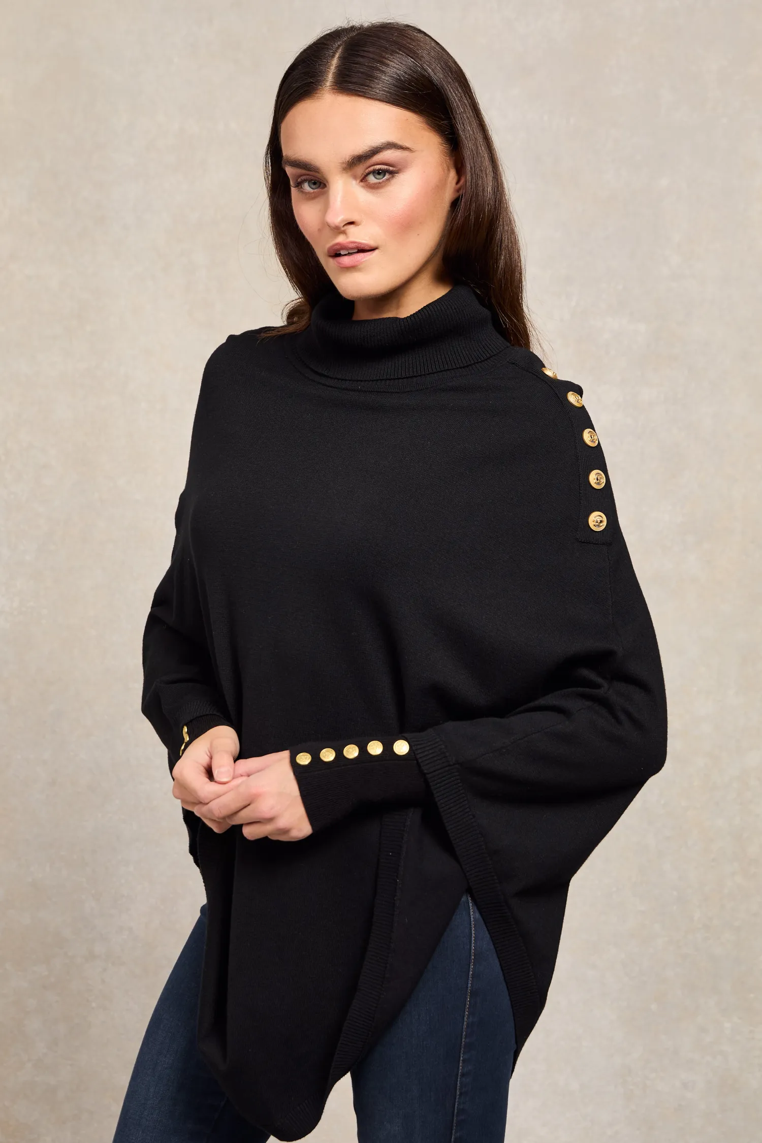 Outlet Roll Neck Cape Women Capes|Knitwear