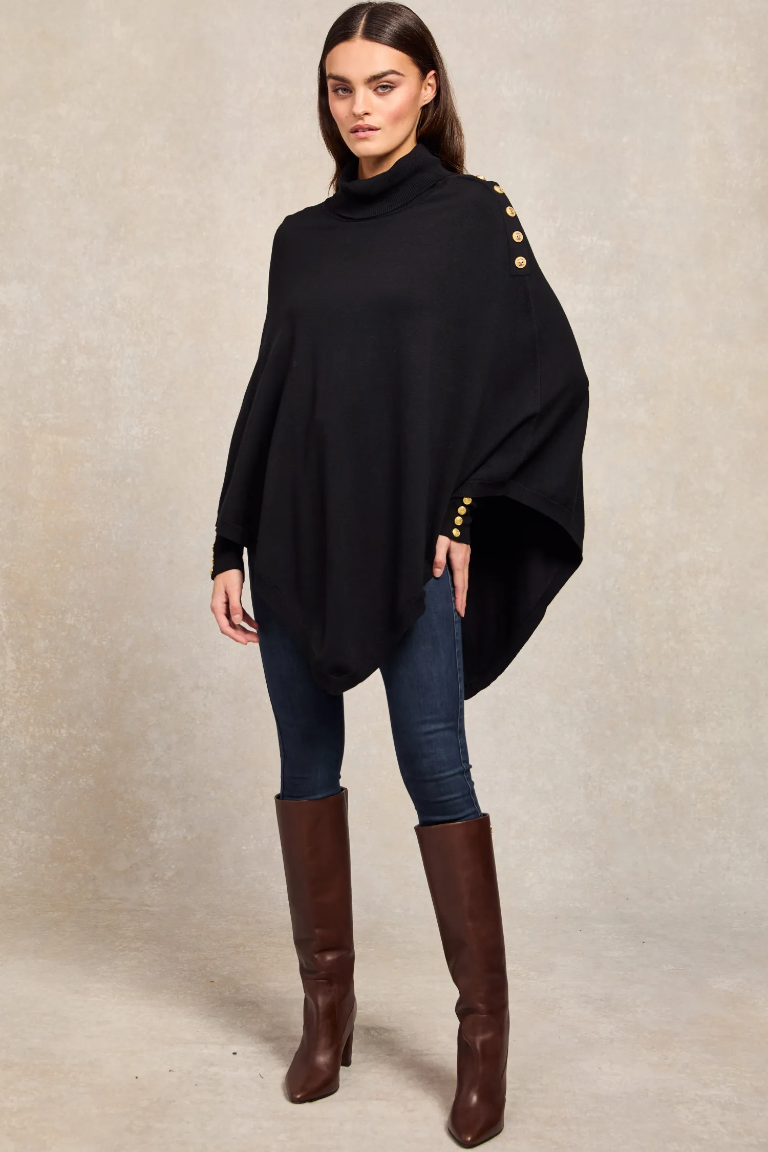 Outlet Roll Neck Cape Women Capes|Knitwear