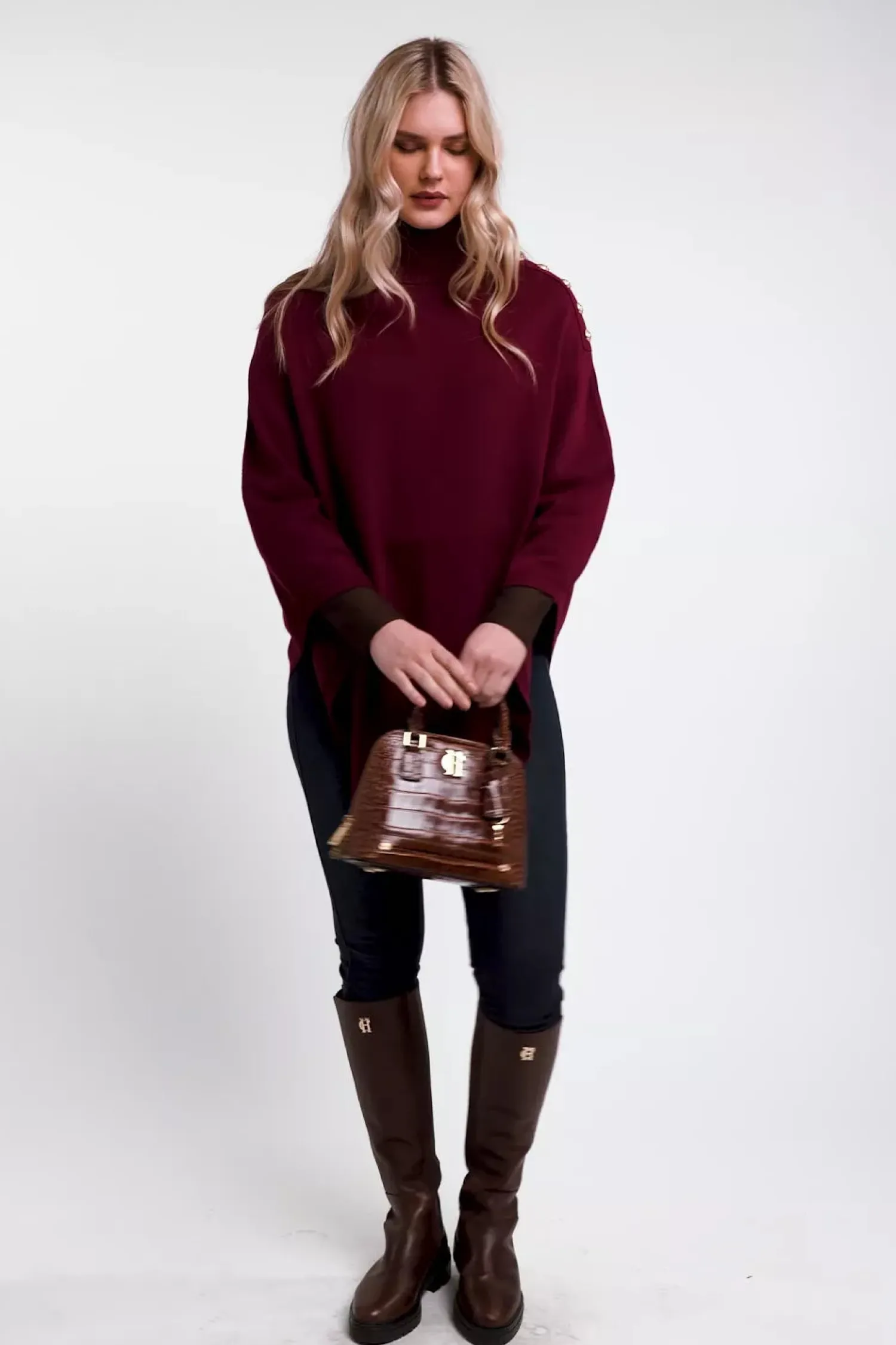 Outlet Roll Neck Cape Women Capes|Knitwear