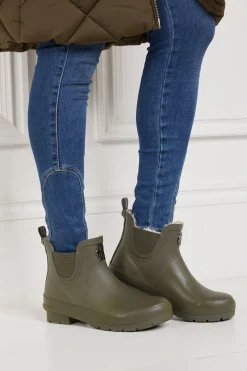 Sale Rubber Chelsea Boot (Matte Green Gunmetal) Women Wellington Boots