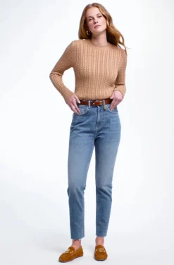 Clearance Seattle Cable Crew Knit (Dark Camel) Women Knitwear