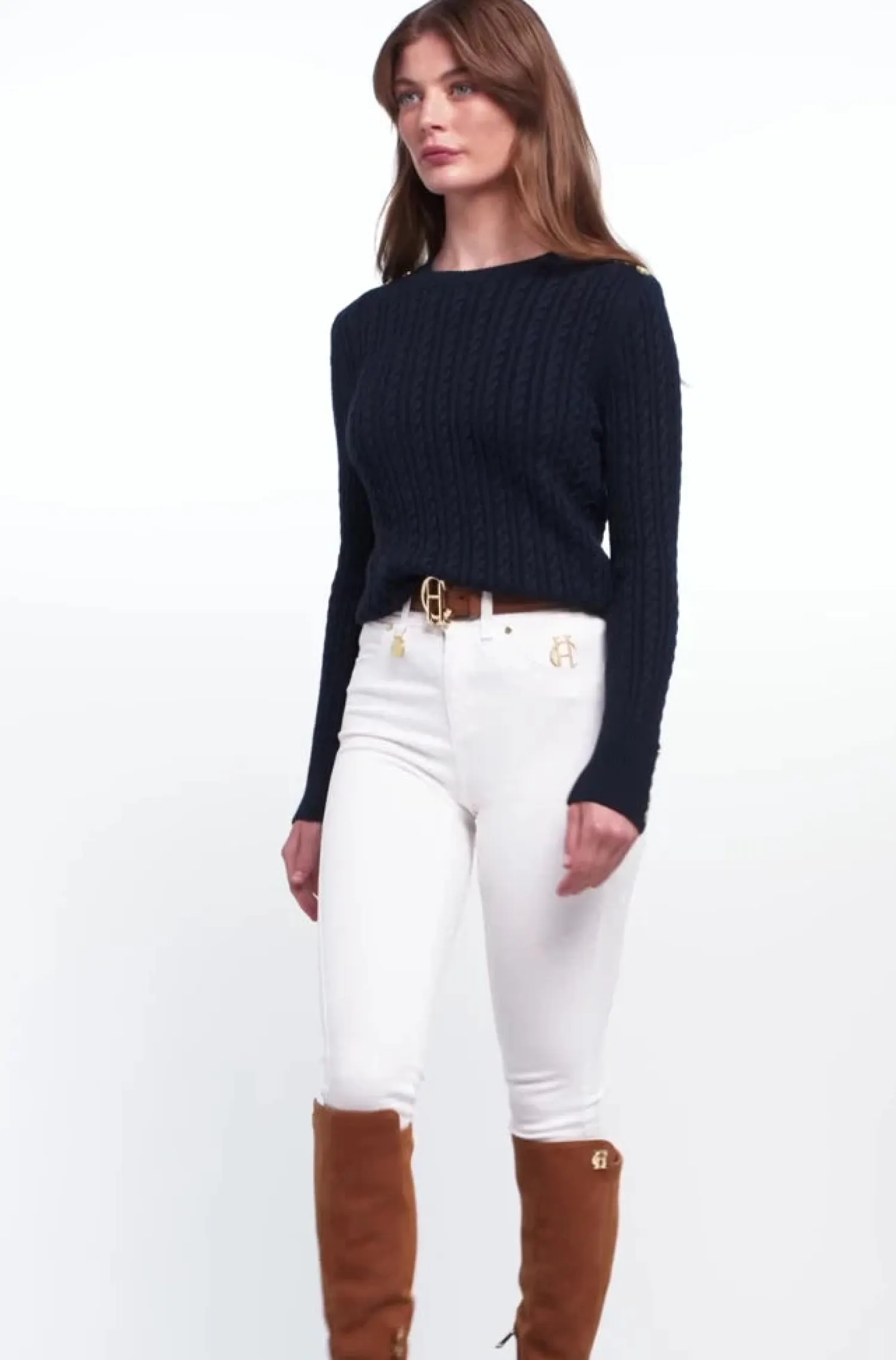 Best Seattle Cable Crew Knit (Ink Navy) Women Knitwear