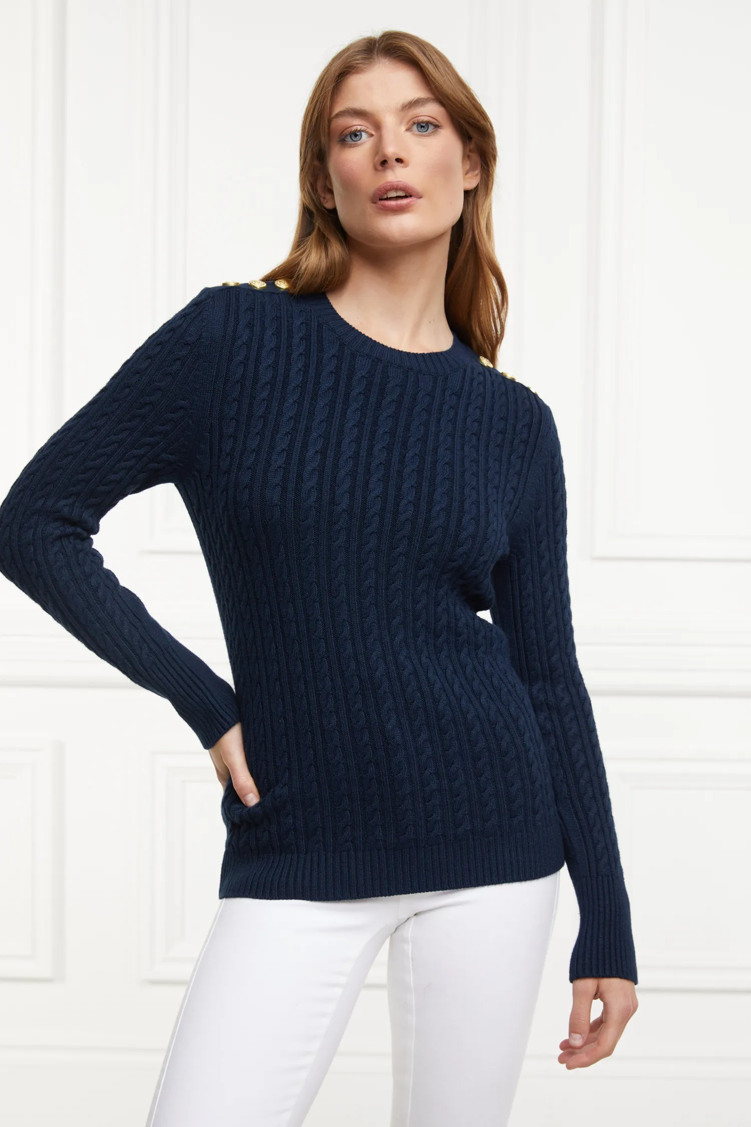 Best Seattle Cable Crew Knit (Ink Navy) Women Knitwear