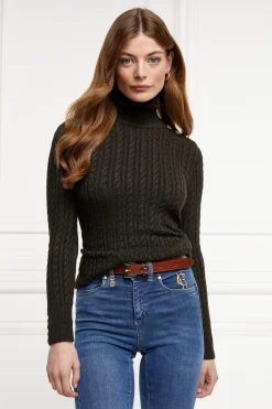 New Seattle Roll Neck Cable Knit (Fern Green) Women Knitwear