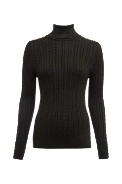 New Seattle Roll Neck Cable Knit (Fern Green) Women Knitwear