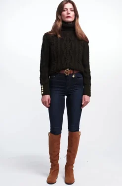 New Seattle Roll Neck Cable Knit (Fern Green) Women Knitwear