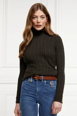 New Seattle Roll Neck Cable Knit (Fern Green) Women Knitwear