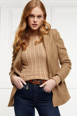 New Seattle Roll Neck Cable Knit (Dark Camel Marl) Women Knitwear