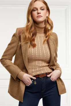 New Seattle Roll Neck Cable Knit (Dark Camel Marl) Women Knitwear