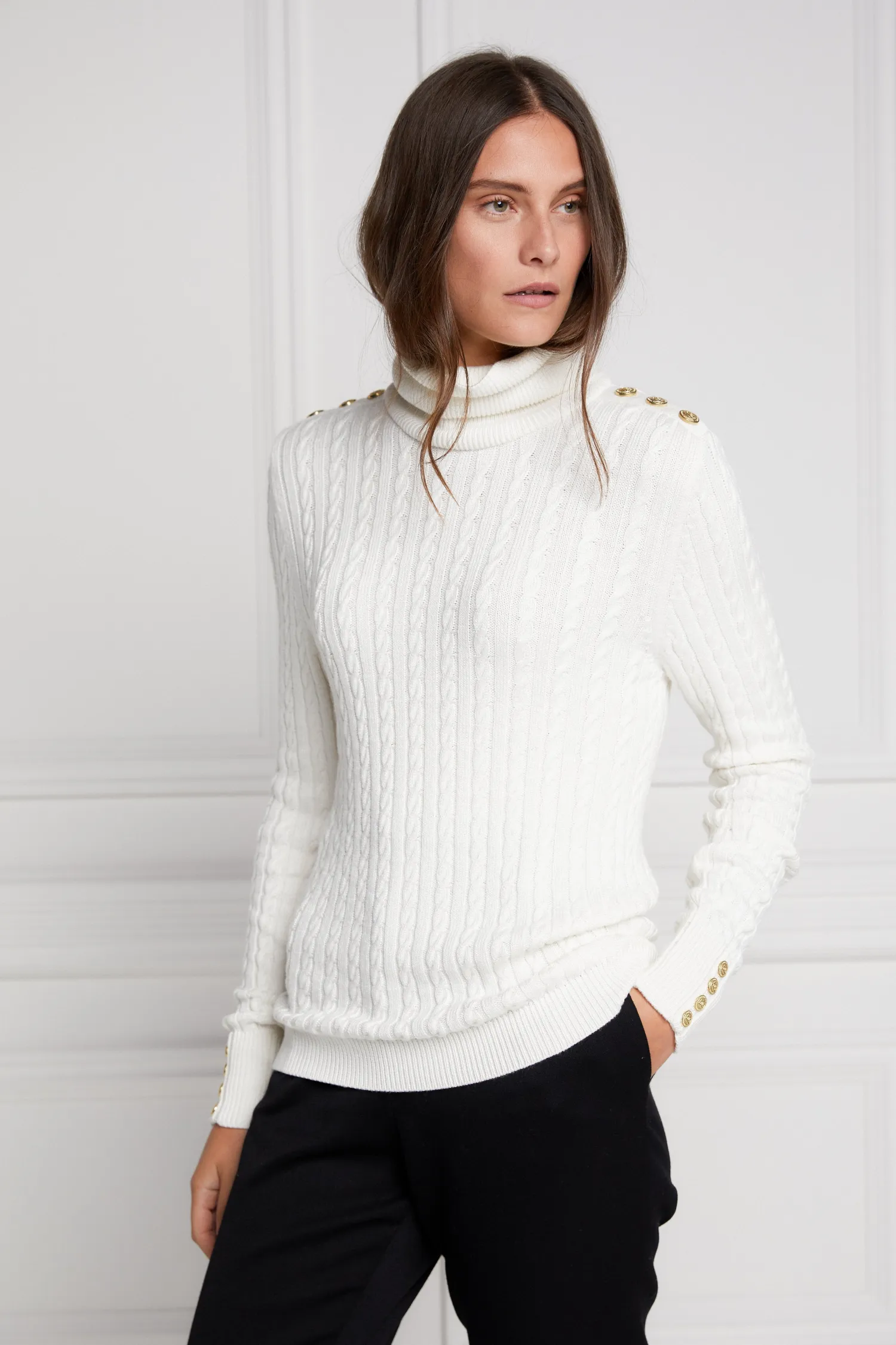 Sale Seattle Roll Neck Cable Knit (Winter White) Women Knitwear