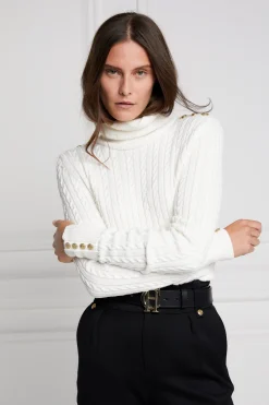 Sale Seattle Roll Neck Cable Knit (Winter White) Women Knitwear