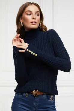 Online Seattle Roll Neck Cable Knit (Ink Navy) Women Knitwear