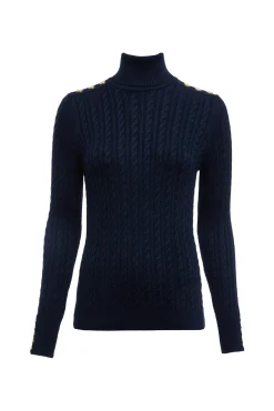 Online Seattle Roll Neck Cable Knit (Ink Navy) Women Knitwear