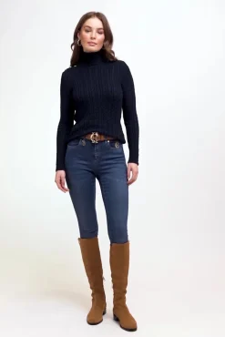Online Seattle Roll Neck Cable Knit (Ink Navy) Women Knitwear